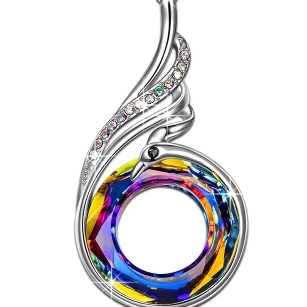 Kate Lynn Rise of the Phoneix Multicolor Crystal Pendant Necklace